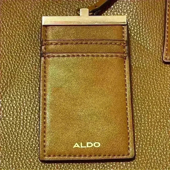 Aldo Womens Tote Bag with Gold Hardware Brown - Picture 10 of 12